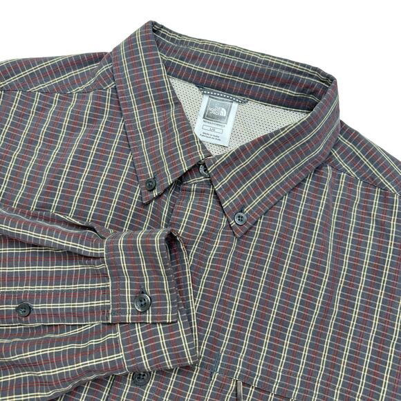 The North Face‎ Shirt Men's Large Gray Stripe Button Down Casual Outdoor - Picture 1 of 11